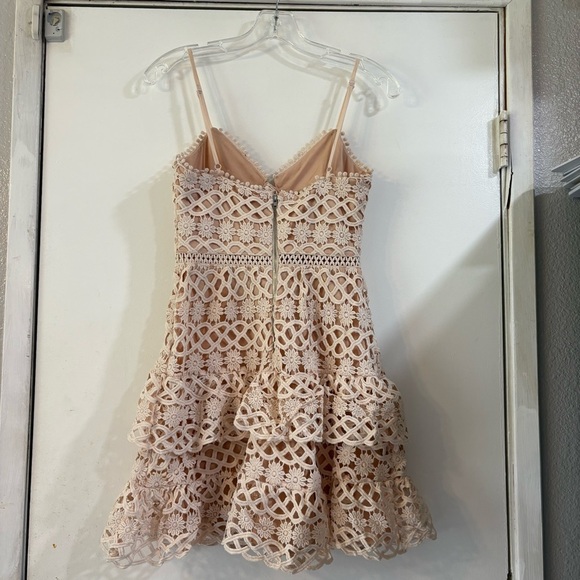 Lulu’s Beauty and Lace Nude Cream Tan Crochet Lace Mini Dress Party Wedding XS - Picture 4 of 7